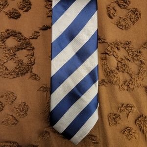 Navy Blue and Gray Striped Tie
